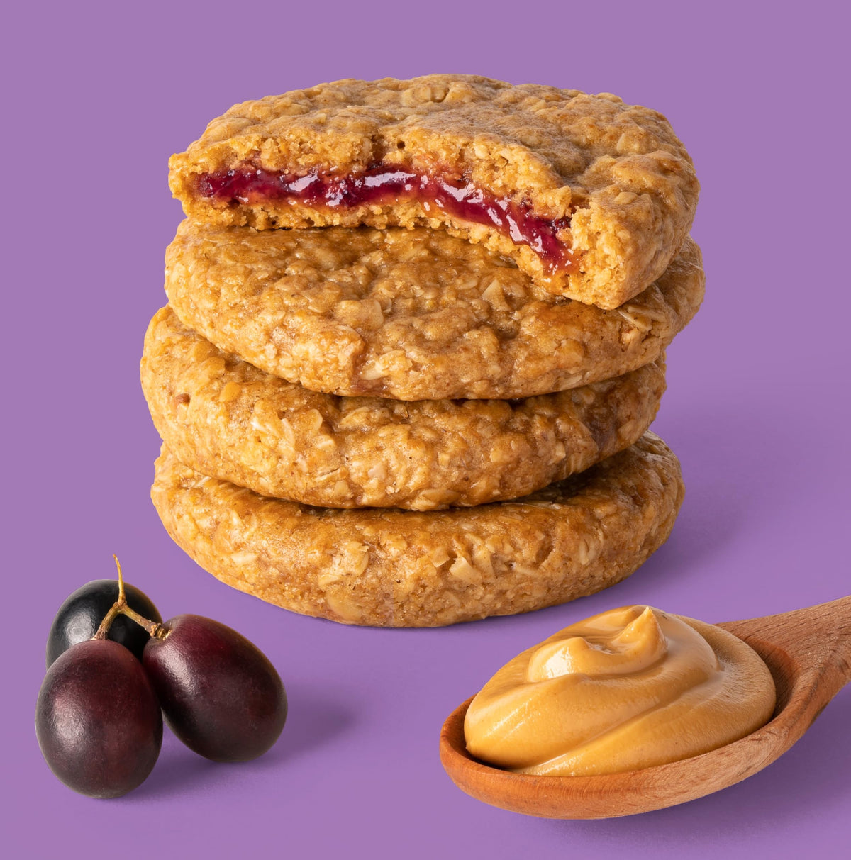 Bobo's Grape PB&J Oat Snacks – Gluten-Free, Plant-Based Bars (24 Snacks)