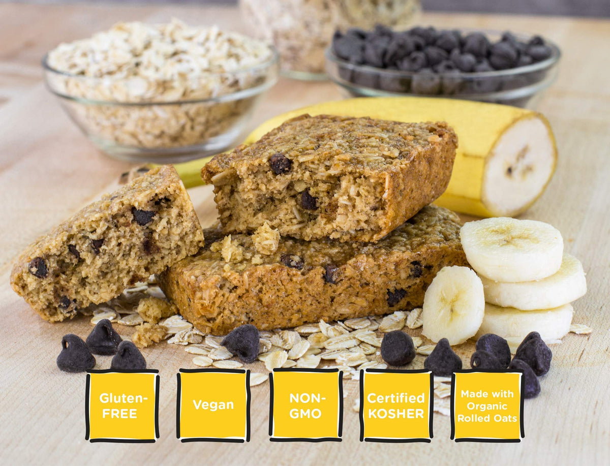 Bobo's Banana Chocolate Chip Oat Bars – Gluten-Free, Plant-Based Breakfast & Snack Bars (12 Bars)