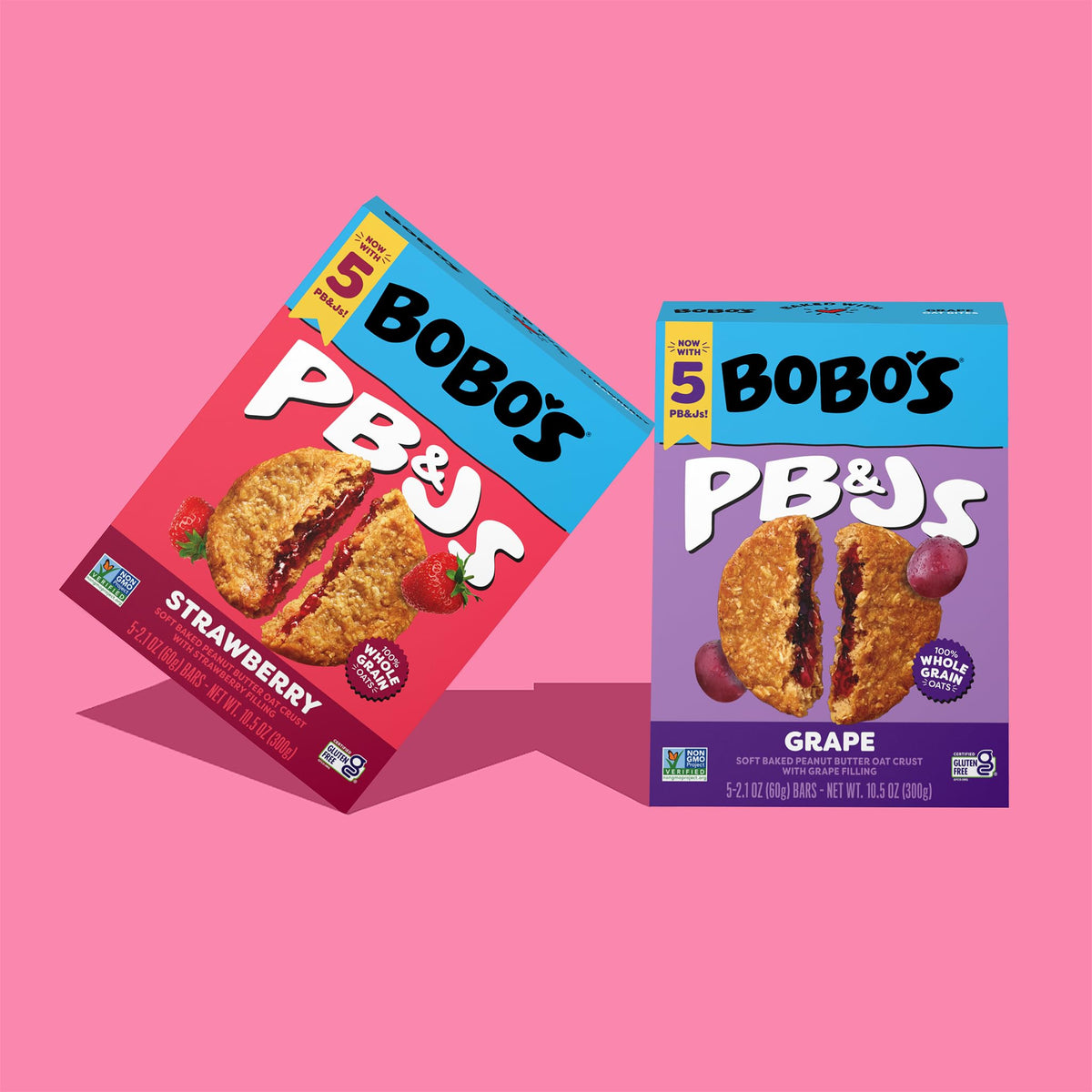 Bobo's Grape PB&J Oat Snacks – Gluten-Free, Plant-Based Bars (24 Snacks)