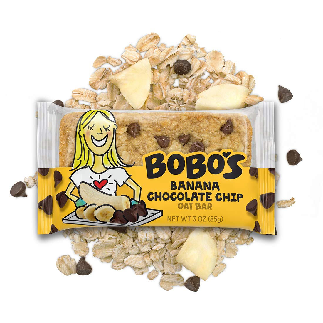 Bobo's Banana Chocolate Chip Oat Bars – Gluten-Free, Plant-Based Breakfast & Snack Bars (12 Bars)