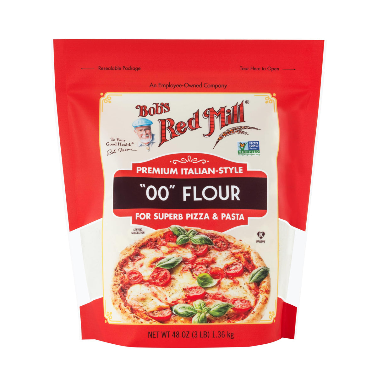 Bob's Red Mill 00 Flour – Premium Italian-Style Flour for Pizza & Pasta, 48oz (Pack of 4) – Non-GMO, Vegan, Kosher