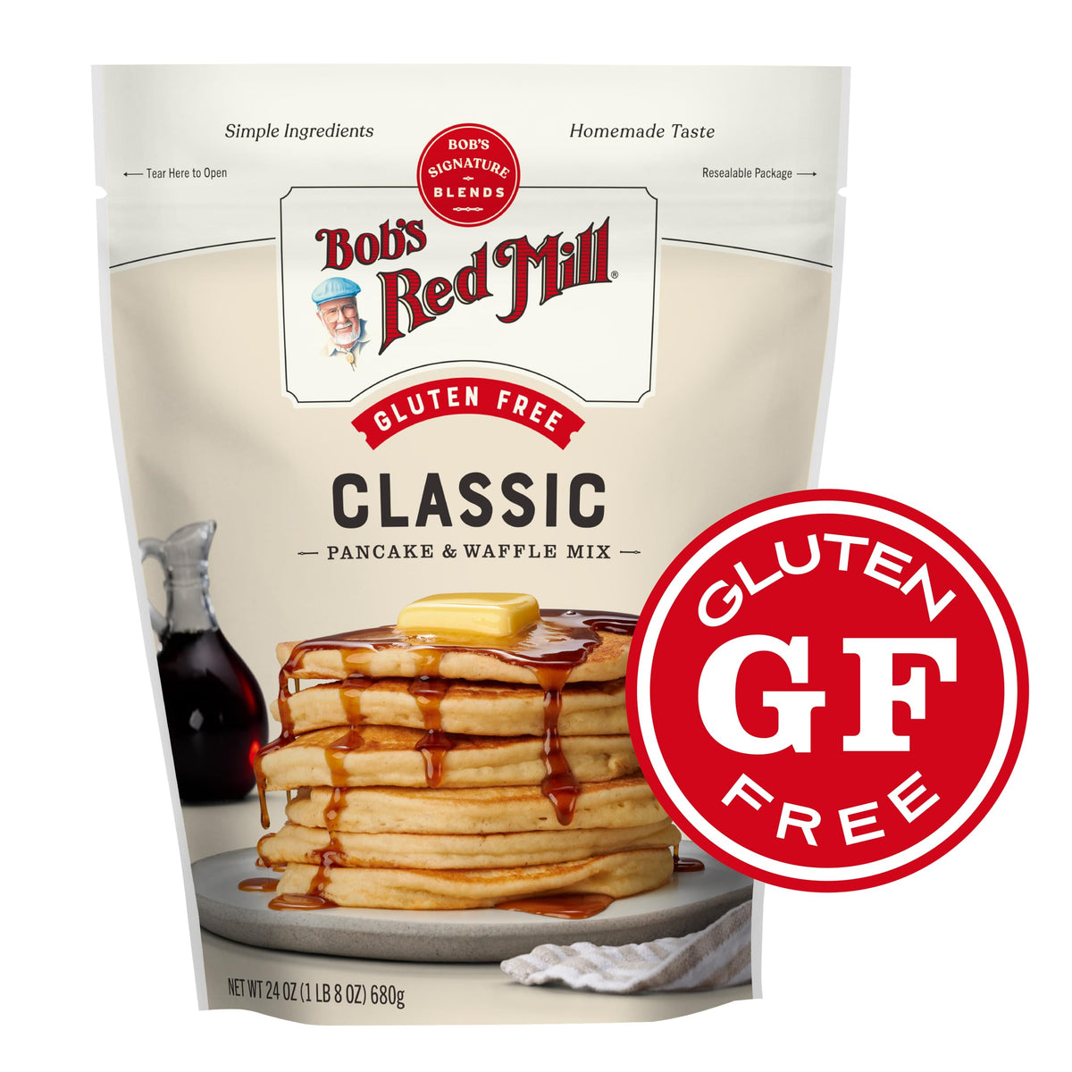 Bob's Red Mill Gluten Free Pancake Mix – 24oz x4, Whole Grain, Non-GMO, Kosher