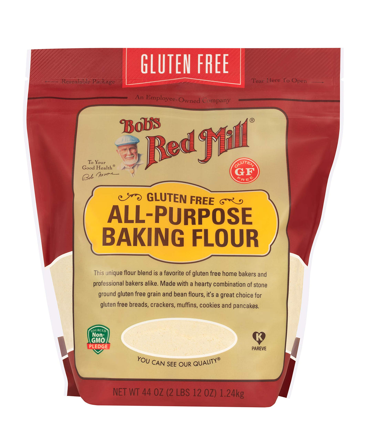 Bob's Red Mill Gluten Free All-Purpose Baking Flour, 44oz (Pack of 4) - Vegan, Kosher
