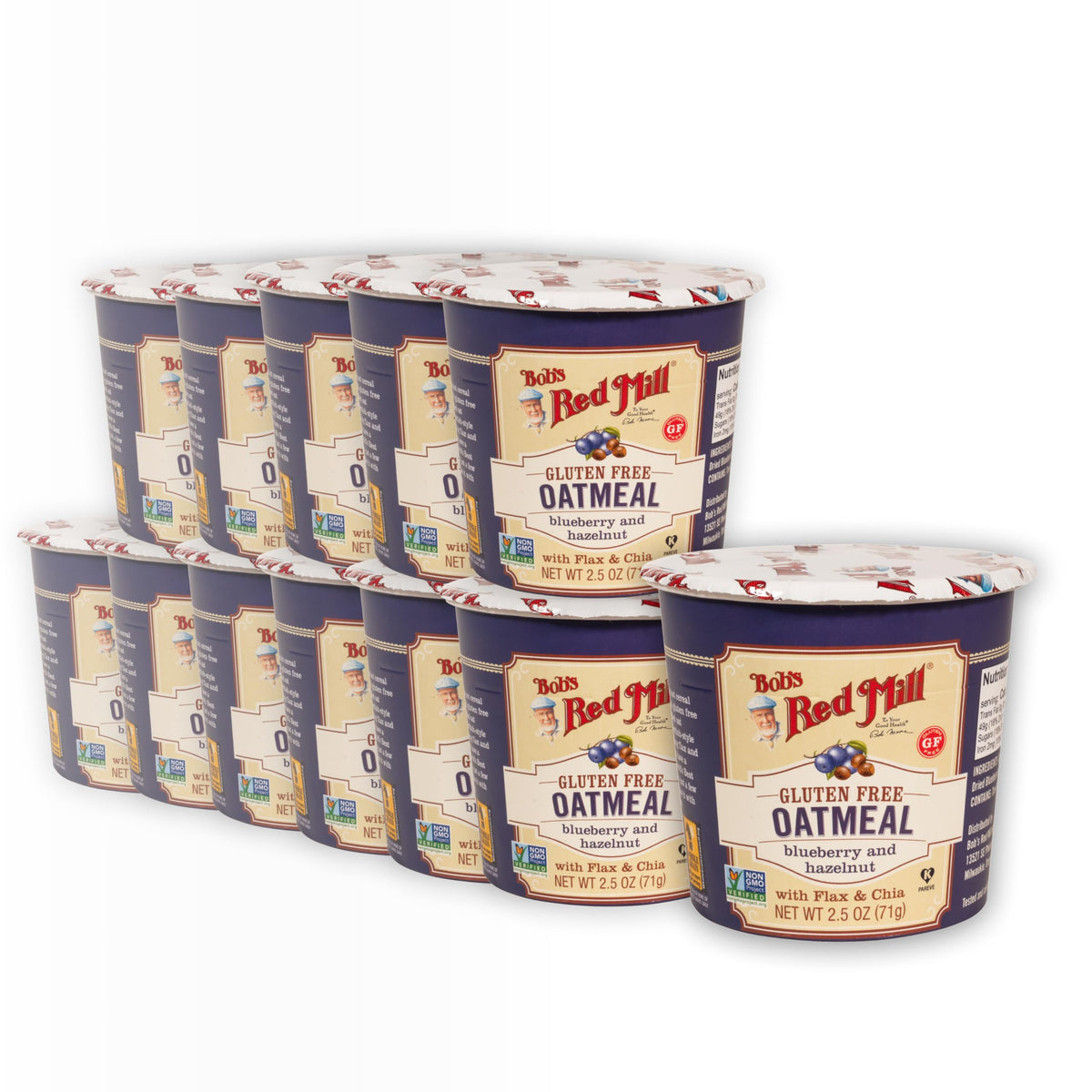 Bob's Red Mill GF Oatmeal Cup: Blueberry & Hazelnut, 12 Pack – Non-GMO, Whole Grain, Kosher