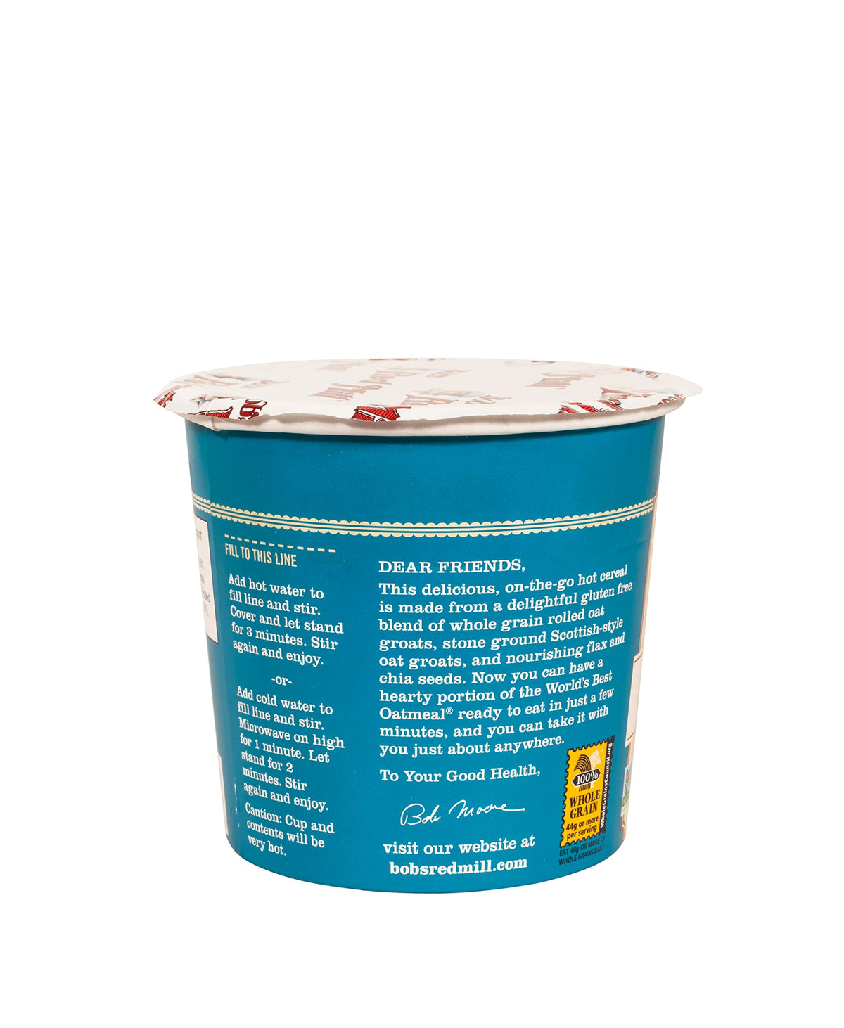 Bob's Red Mill GF Oatmeal Cup Classic – Quick 3-Minute Oatmeal, Pack of 12, Non-GMO, Vegan, Kosher