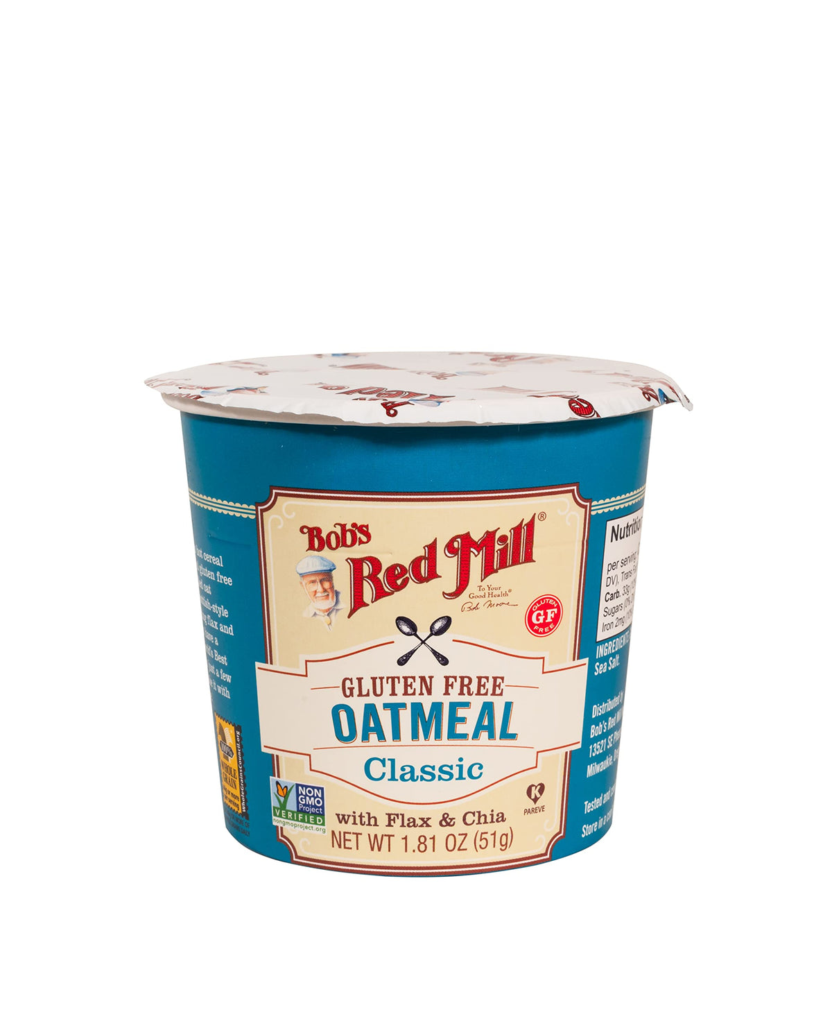 Bob's Red Mill GF Oatmeal Cup Classic – Quick 3-Minute Oatmeal, Pack of 12, Non-GMO, Vegan, Kosher