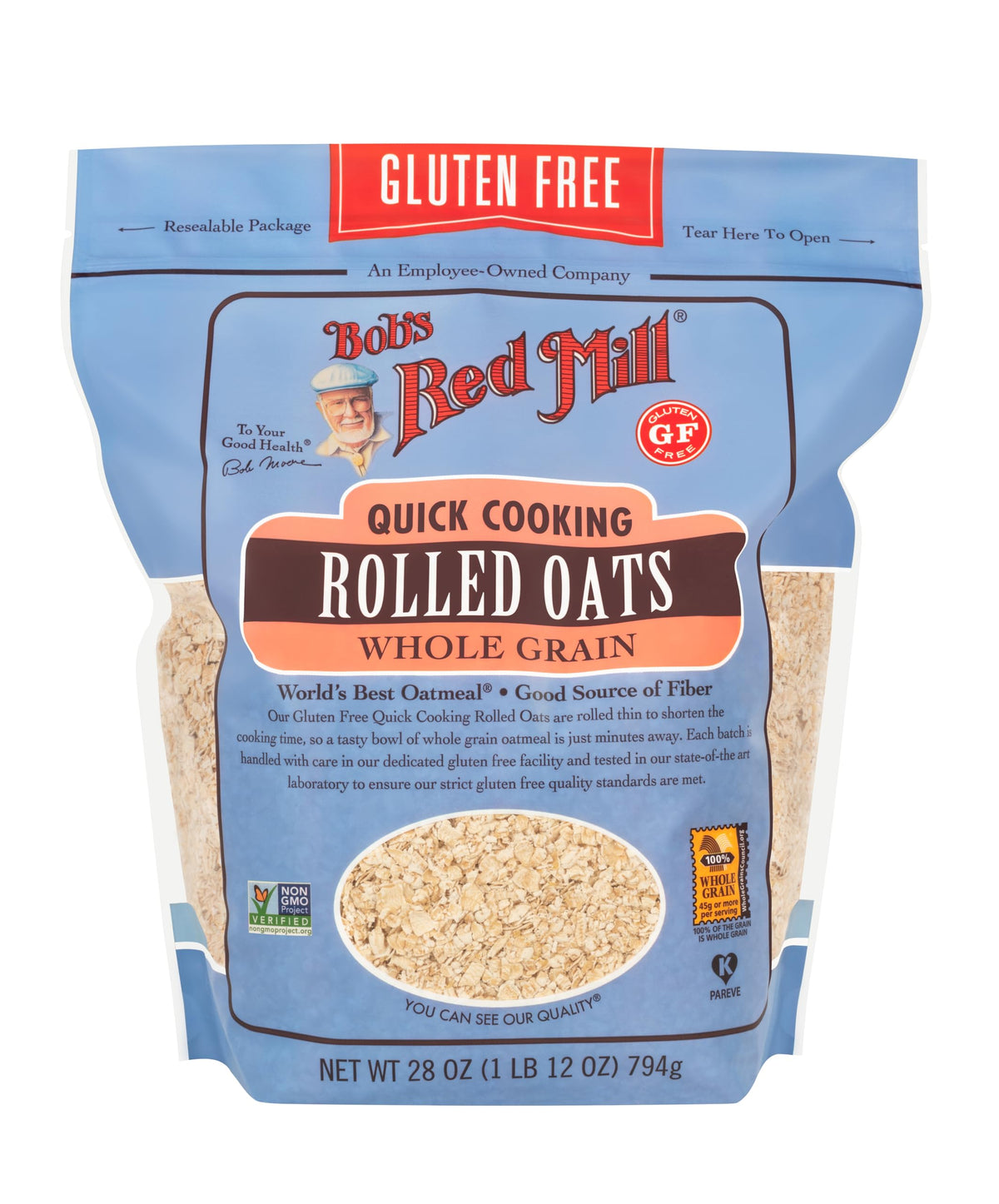 Bob's Red Mill Gluten Free Quick Cooking Oats - 28oz (Pack of 4) | Non GMO, Vegan, Kosher