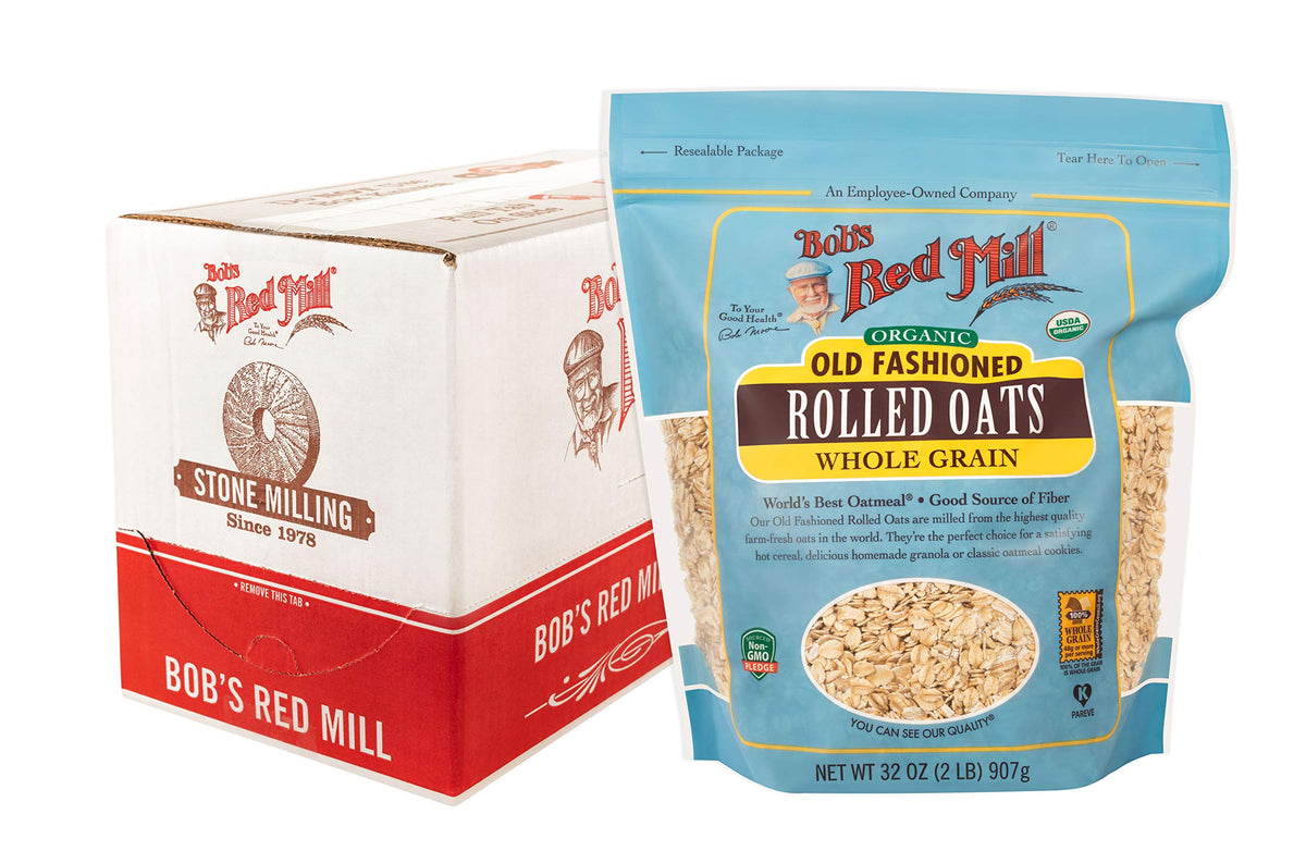 Bob's Red Mill Organic Old Fashioned Oats – 4x32oz, Non-GMO, Whole Grain
