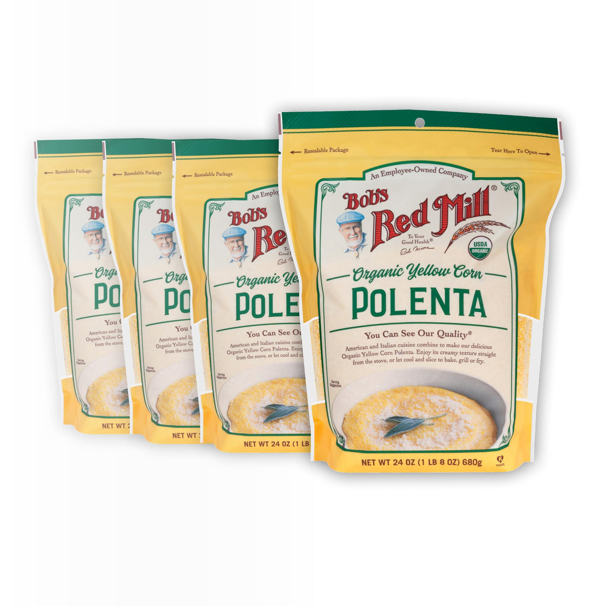 Bob's Red Mill Organic Yellow Corn Polenta, 24oz (Pack of 4) – Vegan, Kosher