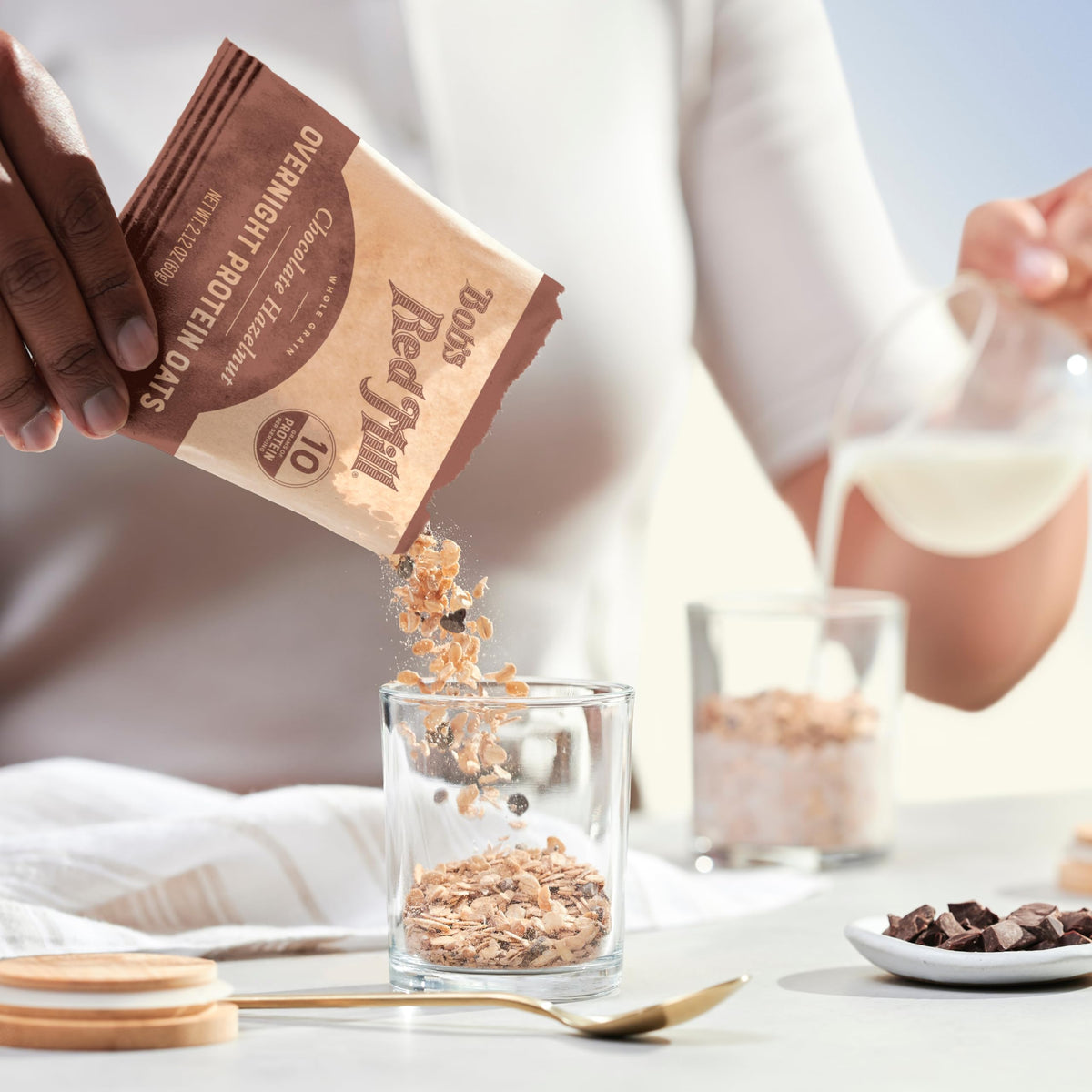 Bob's Red Mill Overnight Protein Oat Packets, Chocolate Hazelnut – 4 Boxes/4 Packets per Box, Non-GMO, Gluten Free, Whole Grain