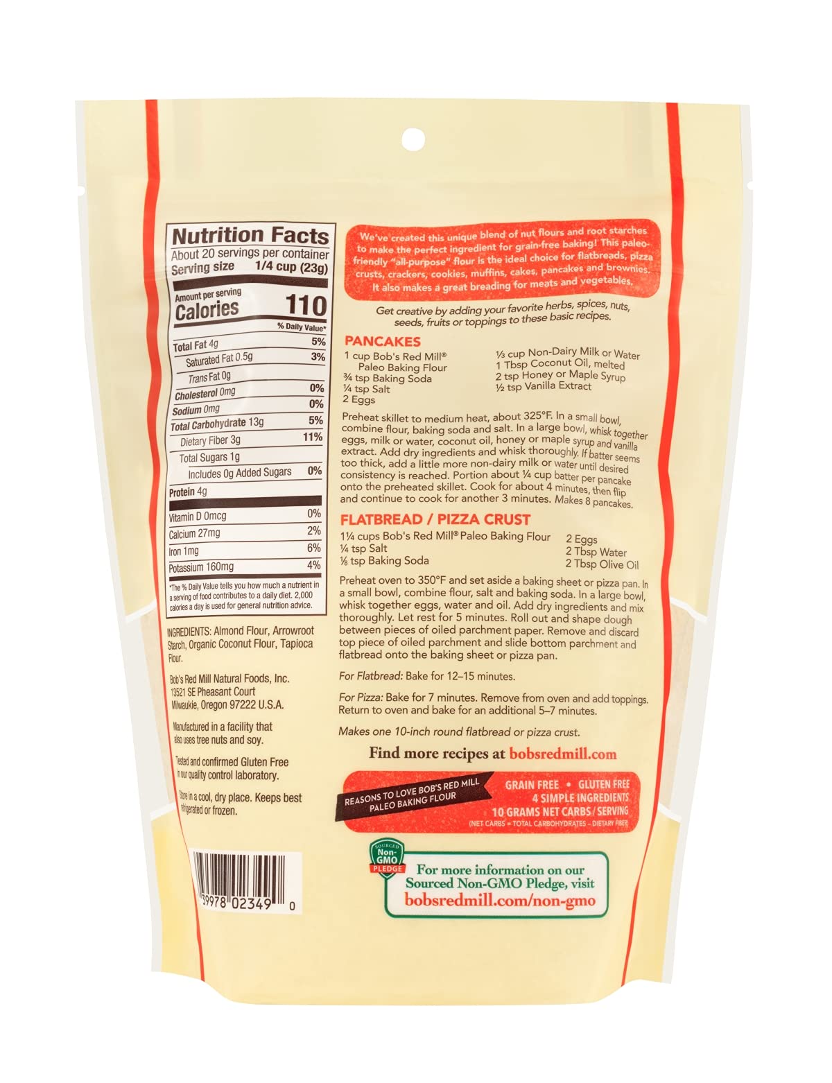 Bob's Red Mill Paleo Baking Flour | 16oz (Pack of 4) – Gluten Free, Vegan, Paleo, Kosher