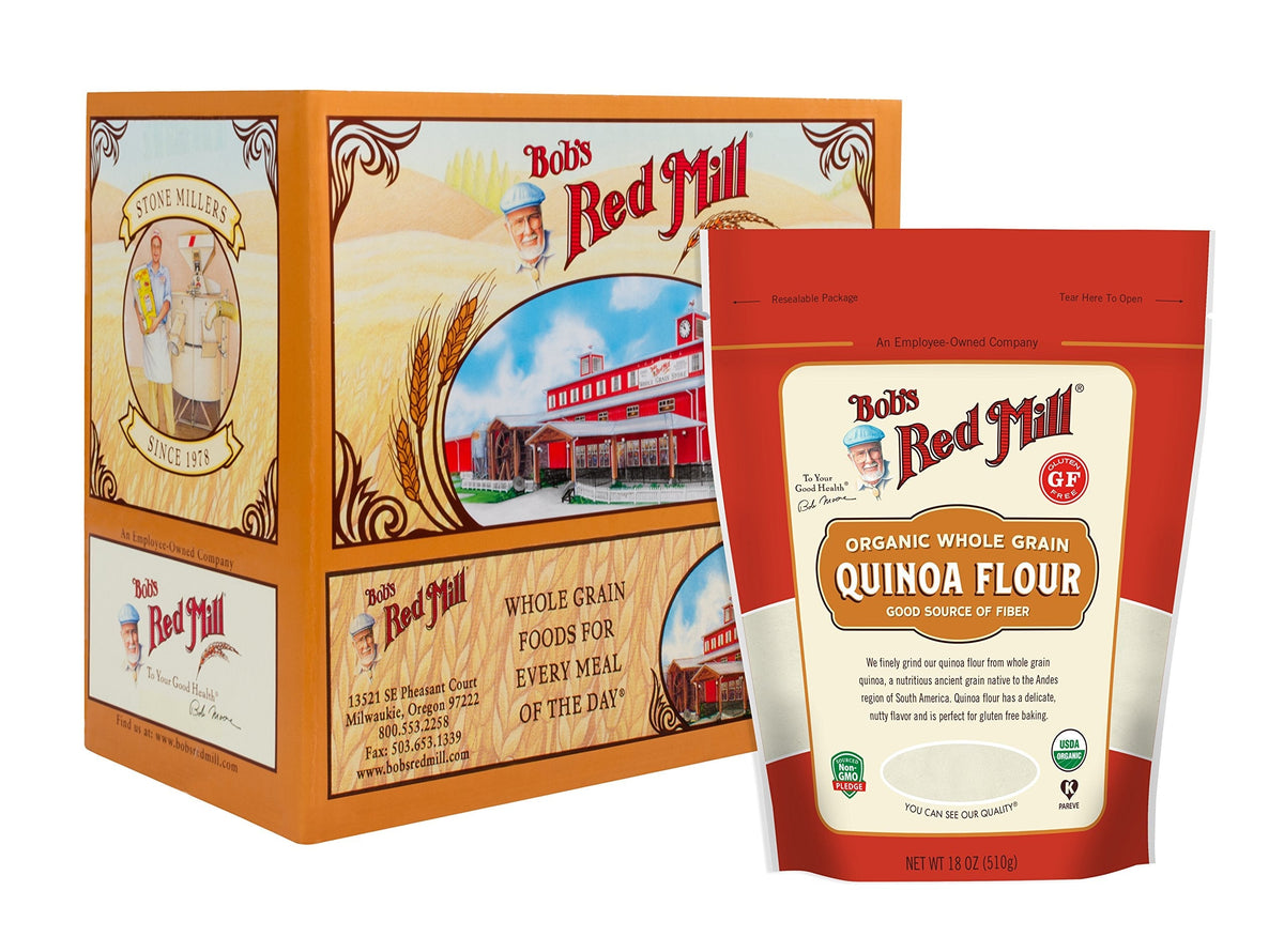 Bob's Red Mill Organic Quinoa Flour - 18oz (Pack of 4) | Non-GMO, Whole Grain, Vegan, Kosher
