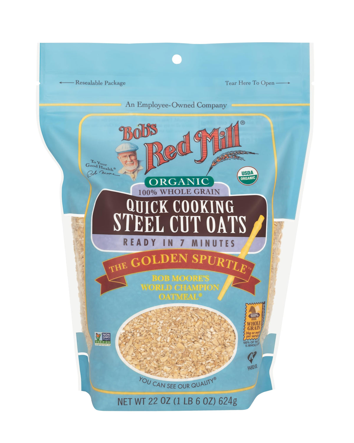 Bob's Red Mill Organic Quick Cooking Steel Cut Oats - 22oz Pack of 4 | Non-GMO, Whole Grain, Vegan, Kosher