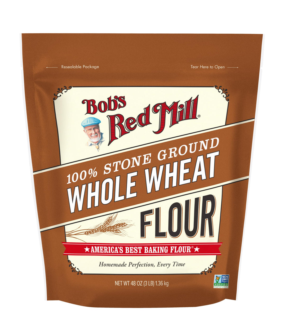 Bob's Red Mill Whole Wheat Flour – 3 lb Pack of 4 | Whole Grain, Non-GMO, Vegan