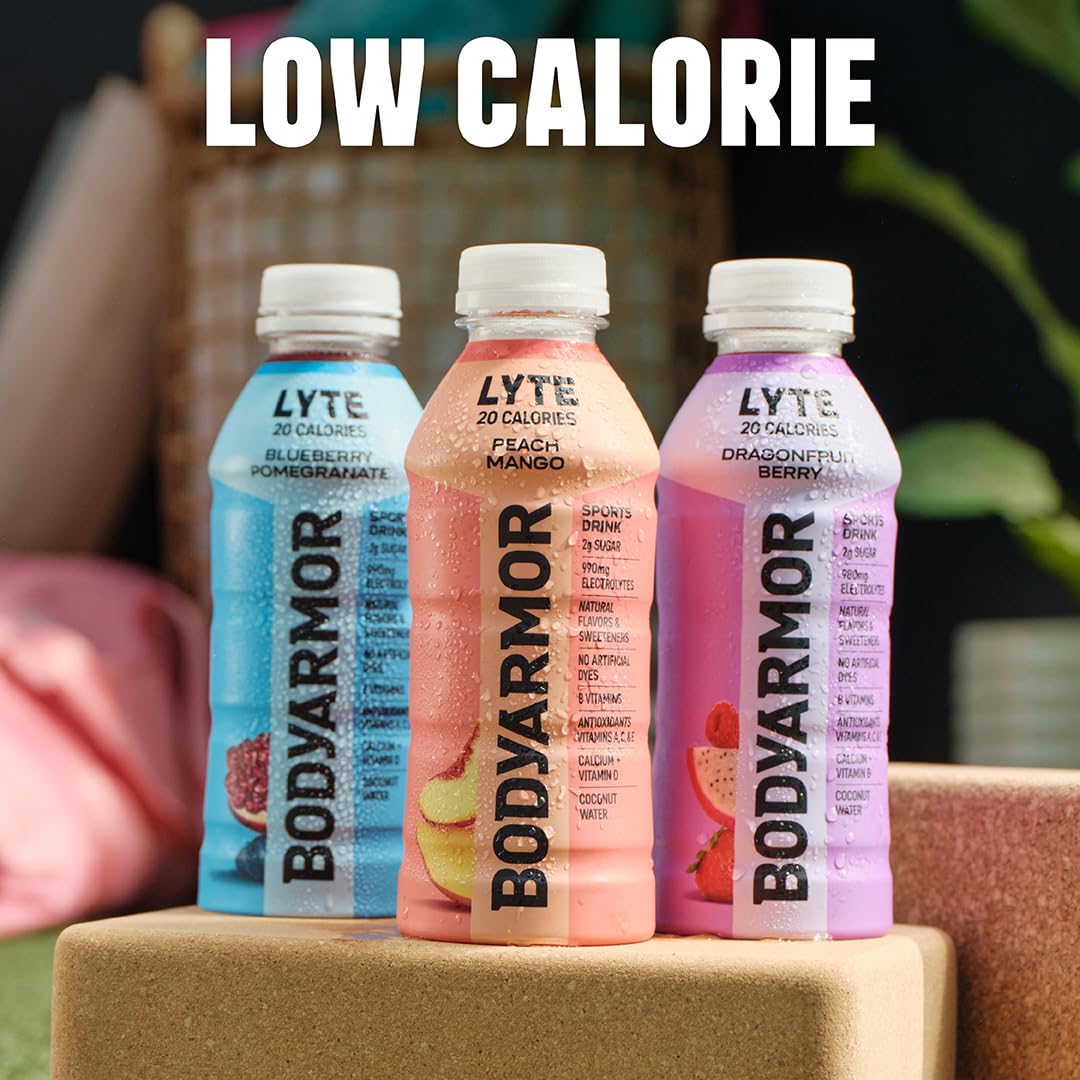 BODYARMOR Lyte Peach Mango Electrolyte Drink – 28oz Bottle, 15 Pack