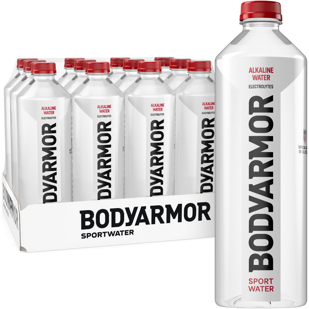 BODYARMOR SportWater Alkaline Water – pH 9+, Electrolytes, On-the-Go Hydration, 1.5L Pack of 12