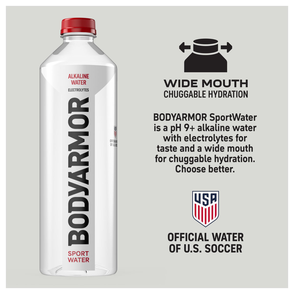 BODYARMOR SportWater Alkaline Water – pH 9+, Electrolytes, On-the-Go Hydration, 1.5L Pack of 12
