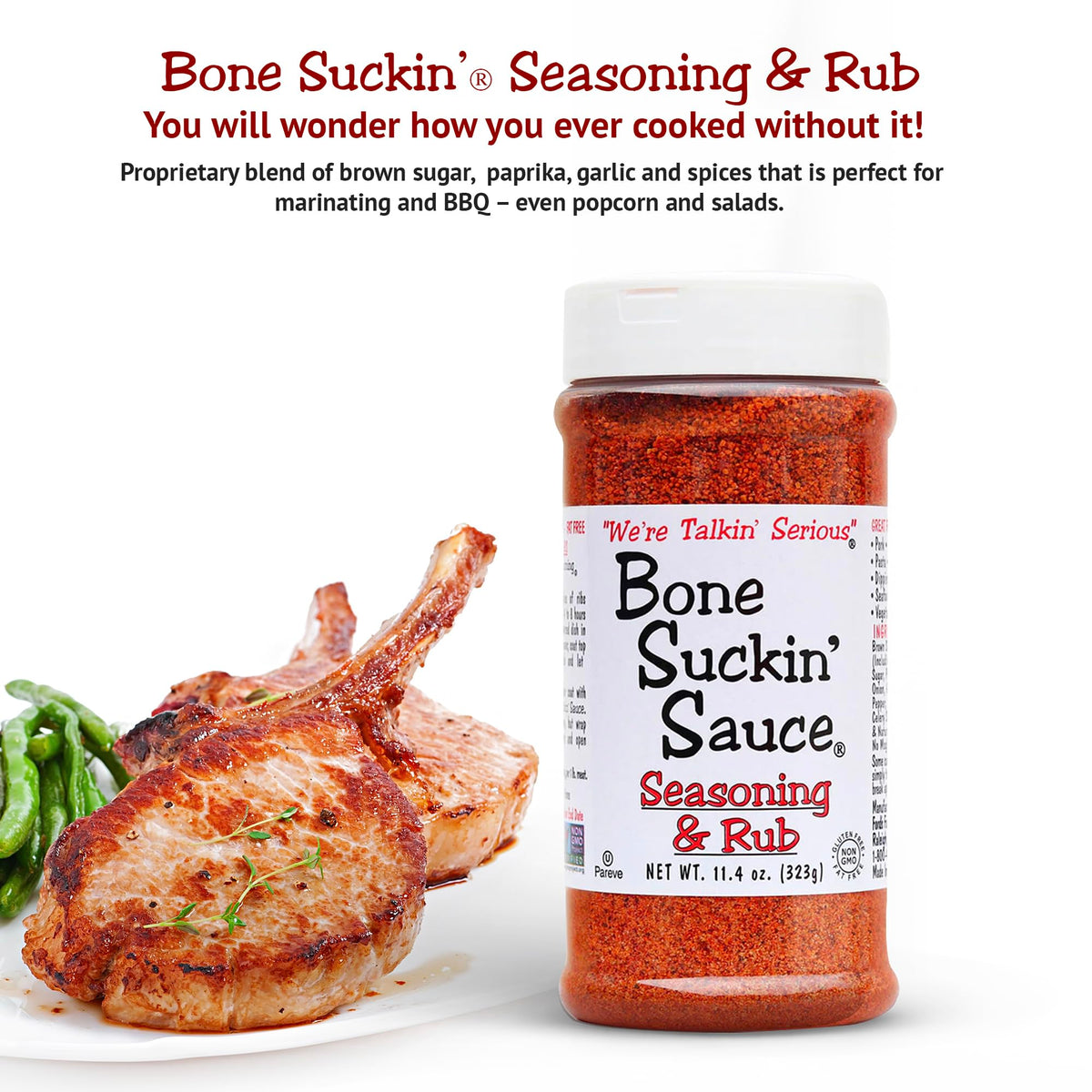 Bone Suckin' Original Seasoning & Rub – Gluten-Free, Non-GMO, Kosher Grilling Rub