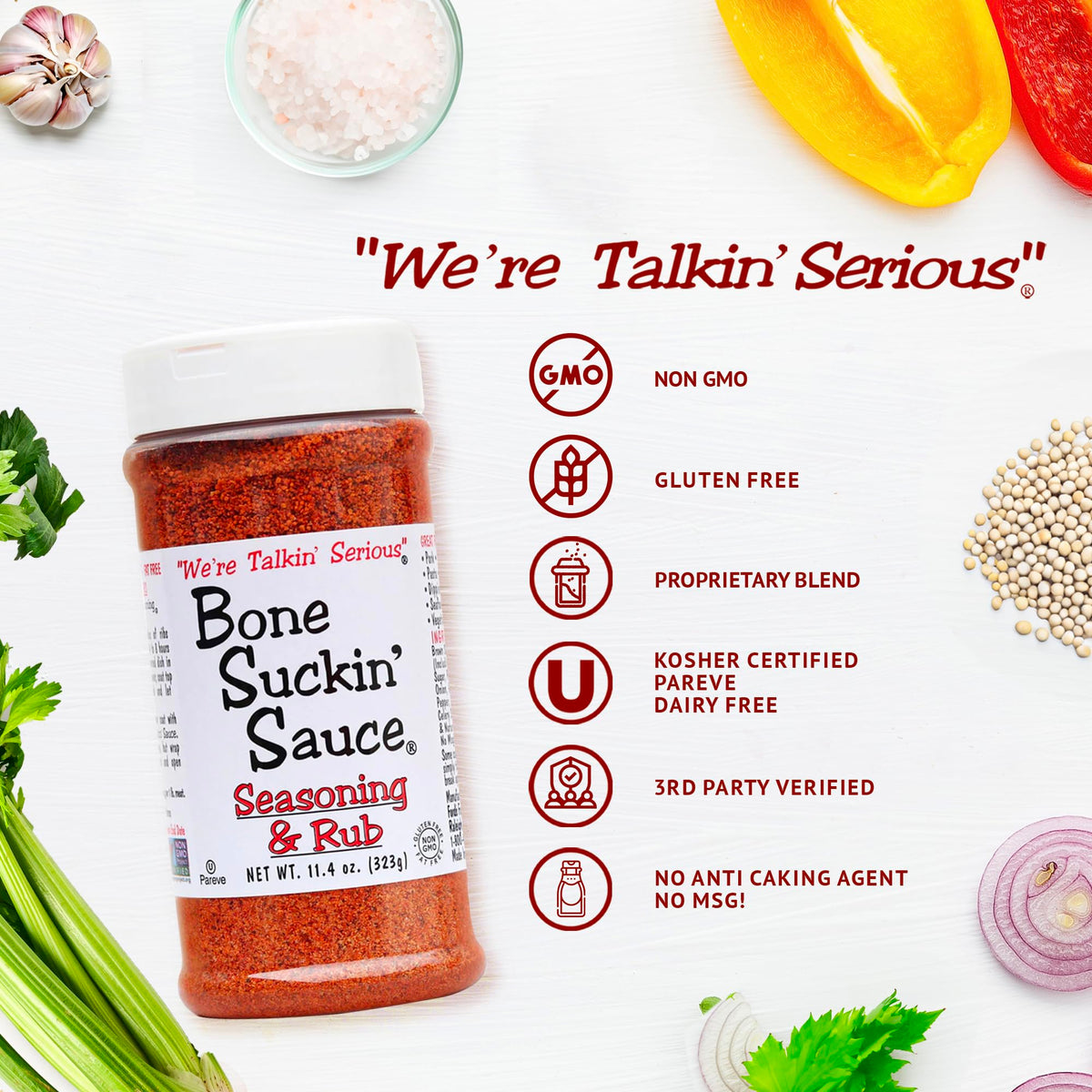 Bone Suckin' Original Seasoning & Rub – Gluten-Free, Non-GMO, Kosher Grilling Rub