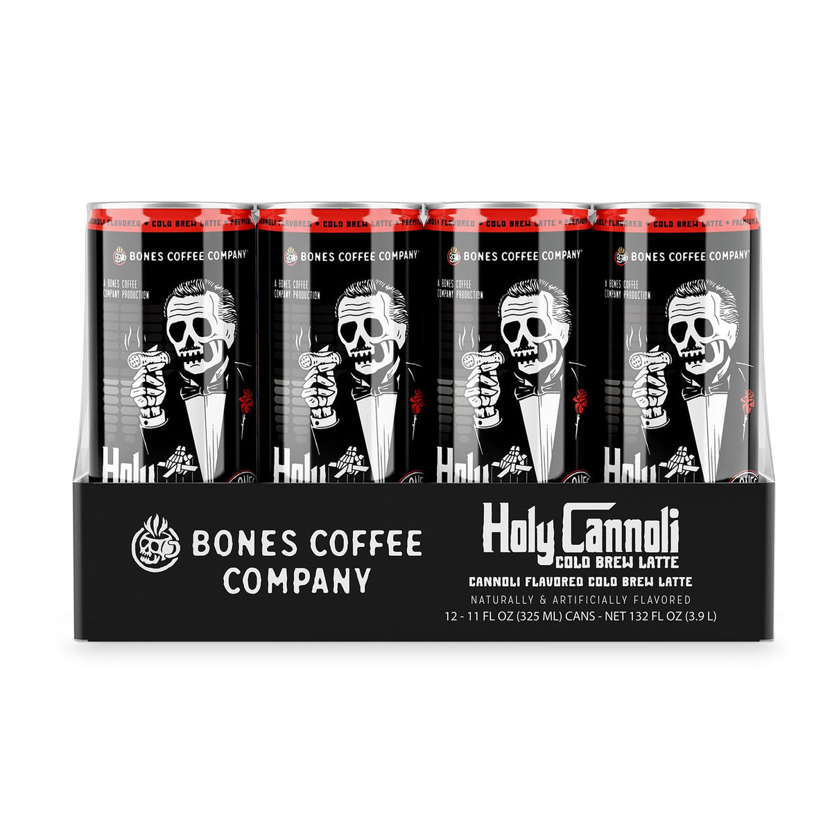 Bones Coffee Company Holy Cannoli Latte Can – Cannoli-Flavored Cold Brew, 11 oz (12 Pack)