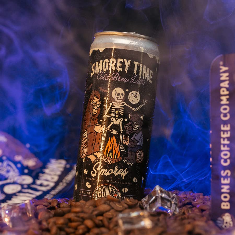 Bones Coffee S'mores Iced Coffee Latte – 11 oz Cans (12-Pack)