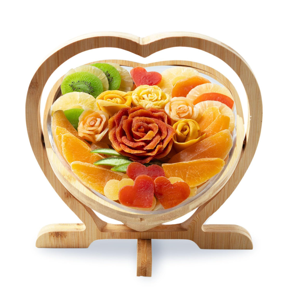 Bonnie and Pop Dried Fruit Gift Basket – Heart-Shaped Tray of Premium Tropical Fruits