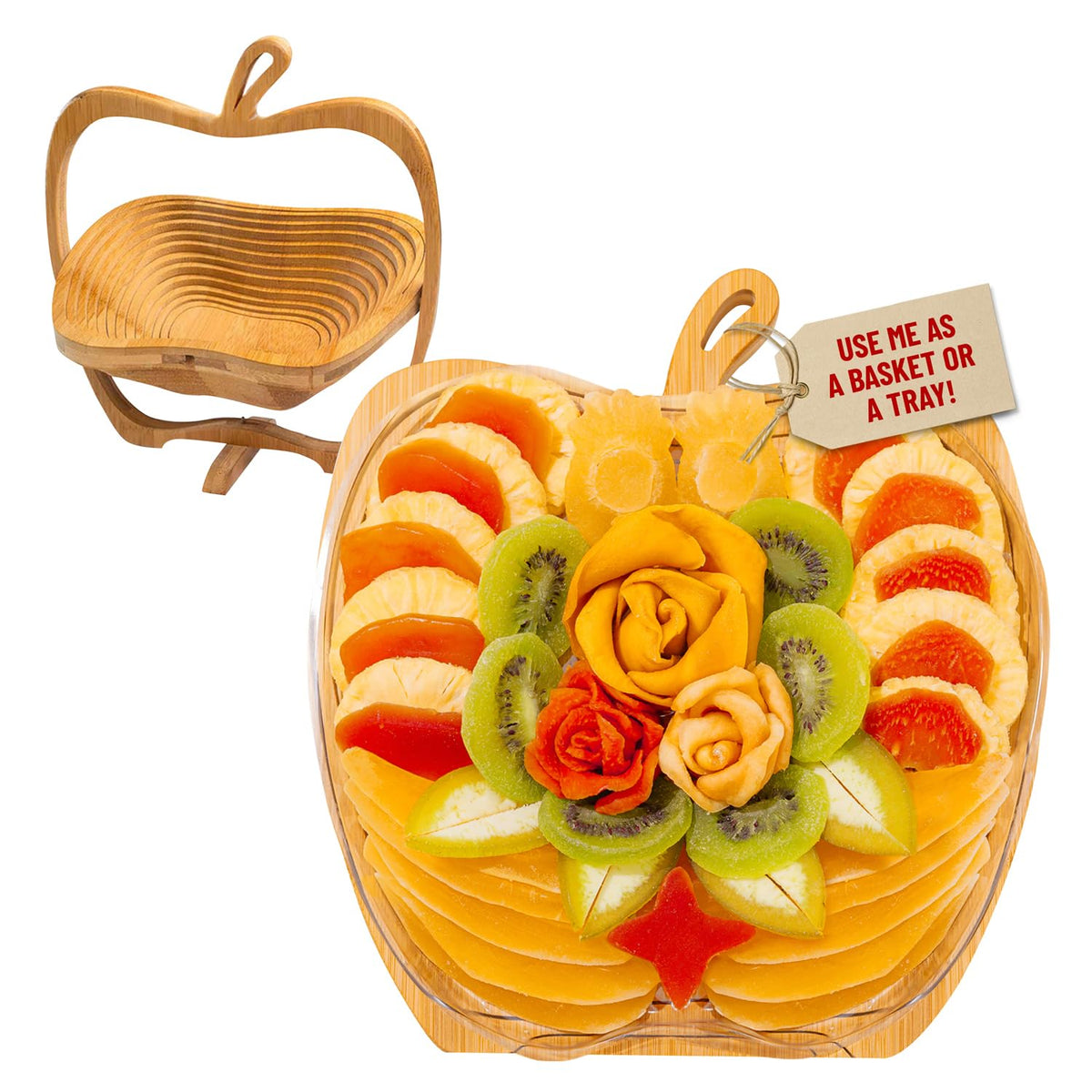 Bonnie and Pop Dried Fruit Gift Basket in Wooden Tray – Healthy Gourmet Snack Box