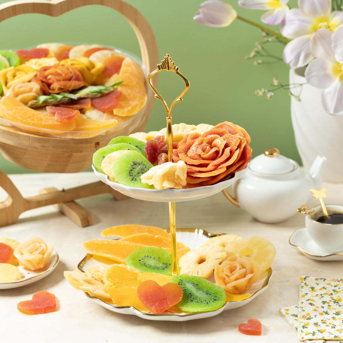 Bonnie and Pop Dried Fruit Gift Basket – Heart-Shaped Tray of Premium Tropical Fruits
