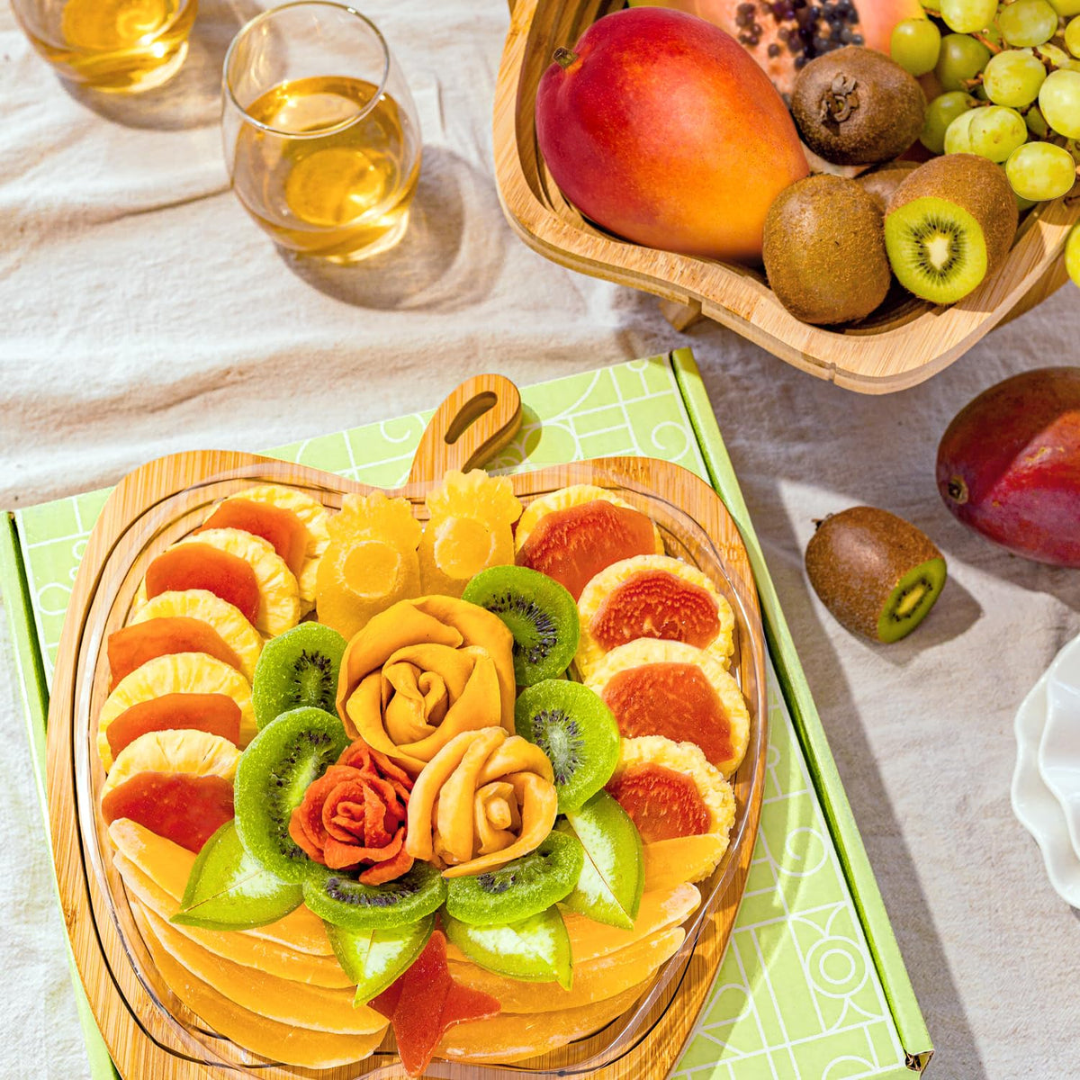 Bonnie and Pop Dried Fruit Gift Basket in Wooden Tray – Healthy Gourmet Snack Box