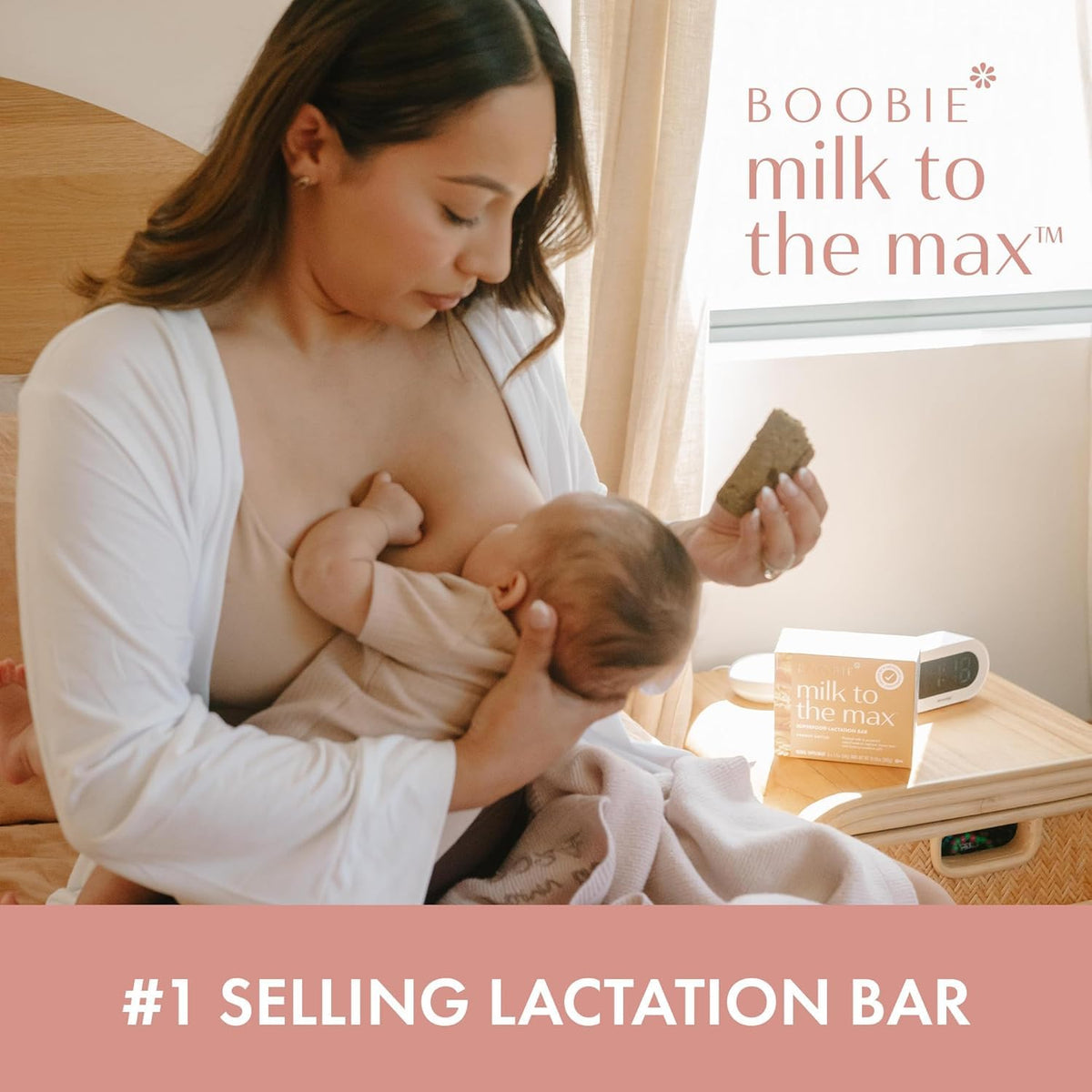 Boobie Bar Milk to the Max Lactation Bar for Nursing Moms | Vegan, Gluten-Free, Fenugreek-Free (12 Bars)