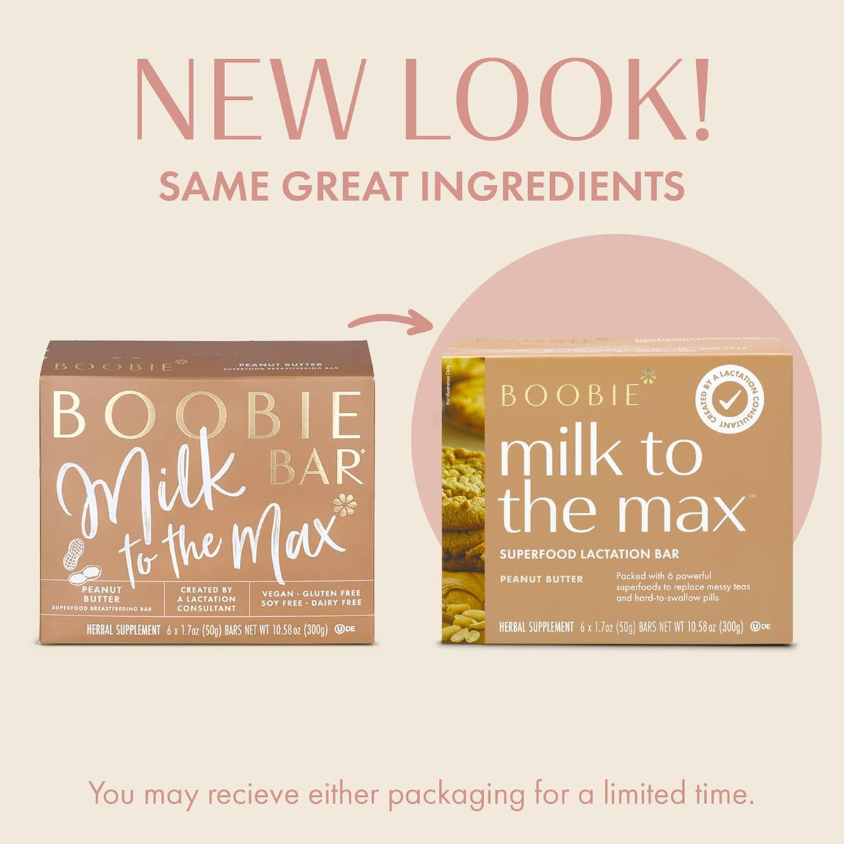 Boobie Bar Milk to the Max Lactation Bar for Nursing Moms | Vegan, Gluten-Free, Fenugreek-Free (12 Bars)