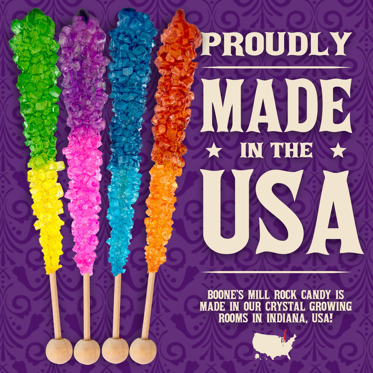 Boone's Mill Rocksicles - 36 Extra Large Rock Candy Sticks, Assorted Double Flavors