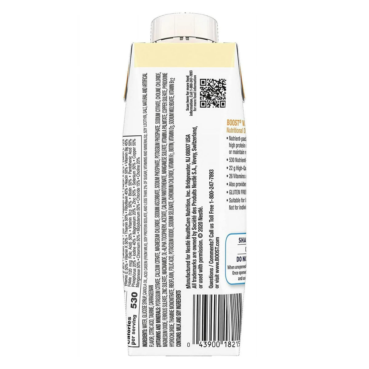 BOOST Very High Calorie Nutritional Drink - Very Vanilla, 8 fl oz (Pack of 12)