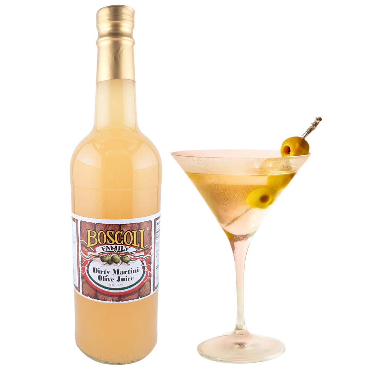 Boscoli Dirty Martini Olive Juice - 25 oz Bottle, 3-Pack | All Natural, Gluten-Free