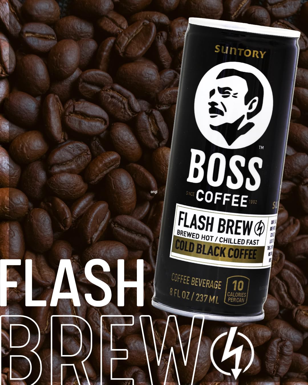 BOSS Coffee by Suntory Flash Brew Original Black Coffee – 8oz Can, 12 Pack, Ready to Drink