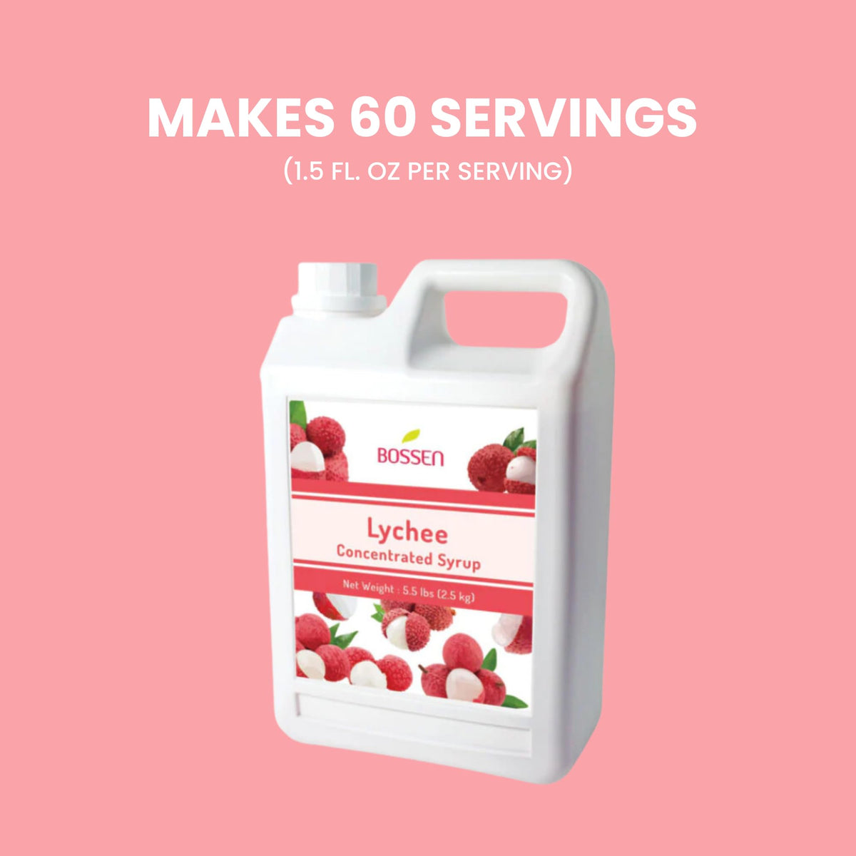 Bossen Lychee Concentrated Syrup 5.5 lb – Flavorful Lychee for Drinks & Desserts