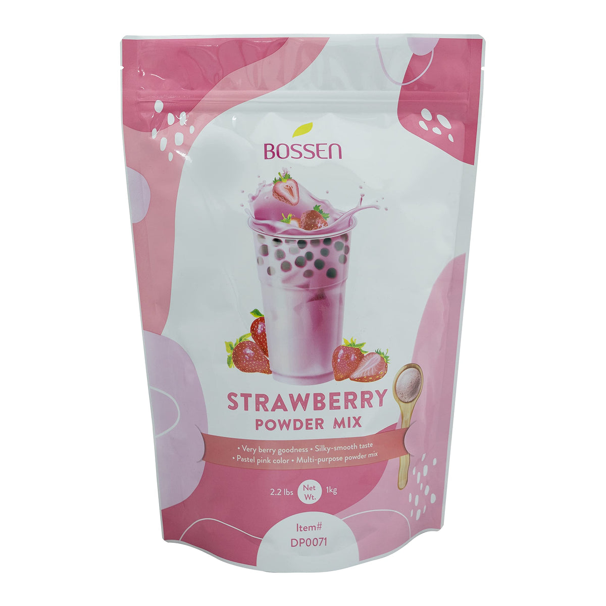 Bossen Strawberry Bubble Tea Powder Mix – 3-in-1 Creamer, Flavor & Sugar (2.2 lb)