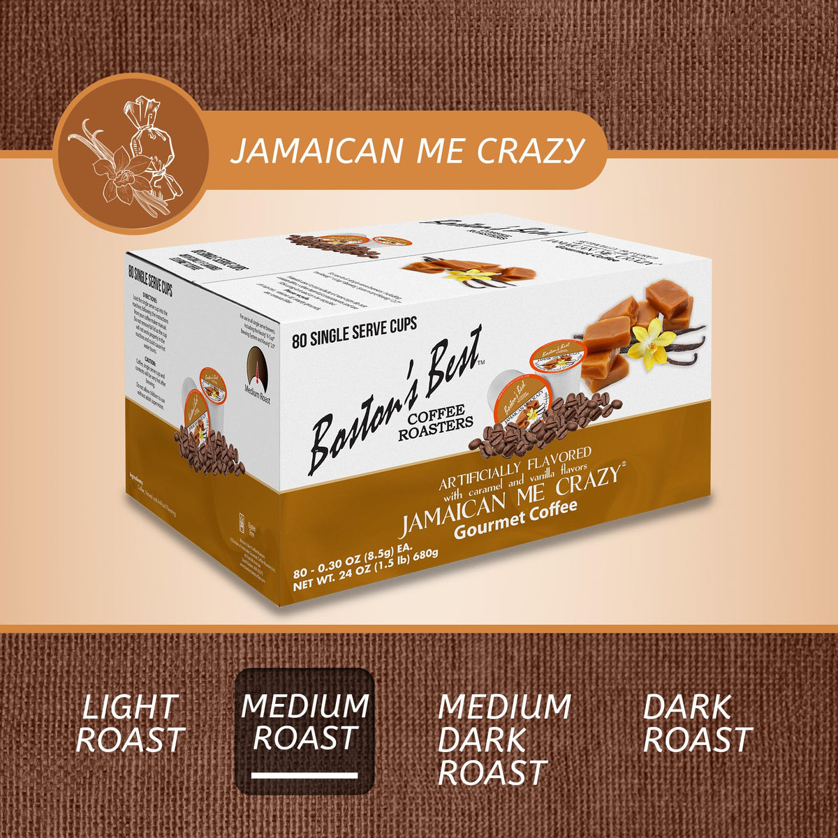 Boston's Best Jamaican Me Crazy Flavored Gourmet Coffee — 80 Single-Serve Cups