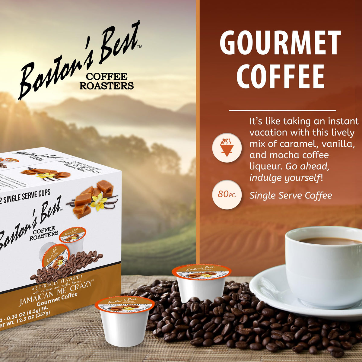 Boston's Best Jamaican Me Crazy Flavored Gourmet Coffee — 80 Single-Serve Cups