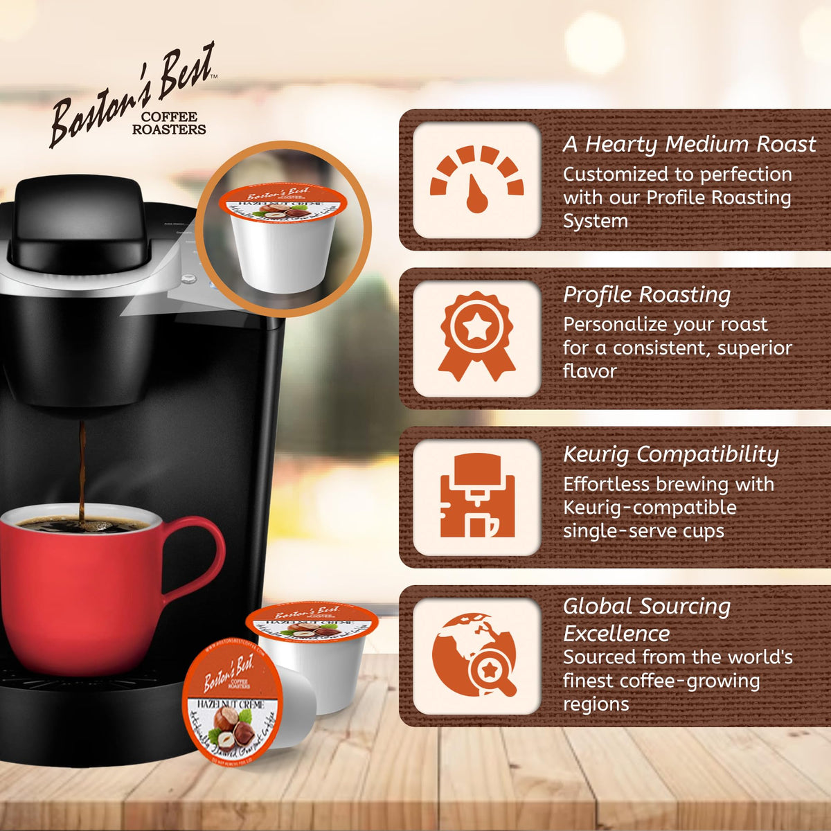 Boston's Best Hazelnut Creme Coffee - Keurig Compatible, 42-Count Pods