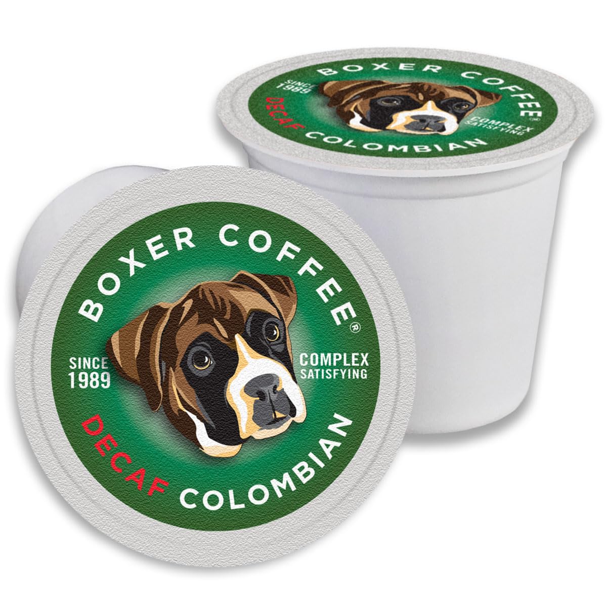 Boxer Coffee 48ct Decaf Colombian Pods – Swiss Water, Medium Roast for Keurig K-Cup Brewers