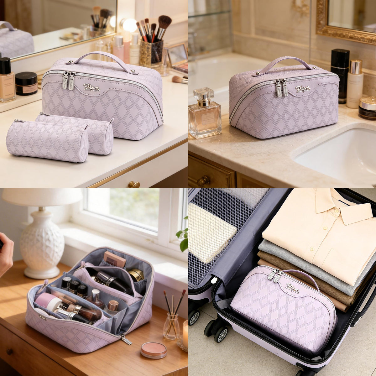 BOYATU Travel Makeup Bag, Large Capacity 3-Piece Cosmetic&Toiletry Bag Set