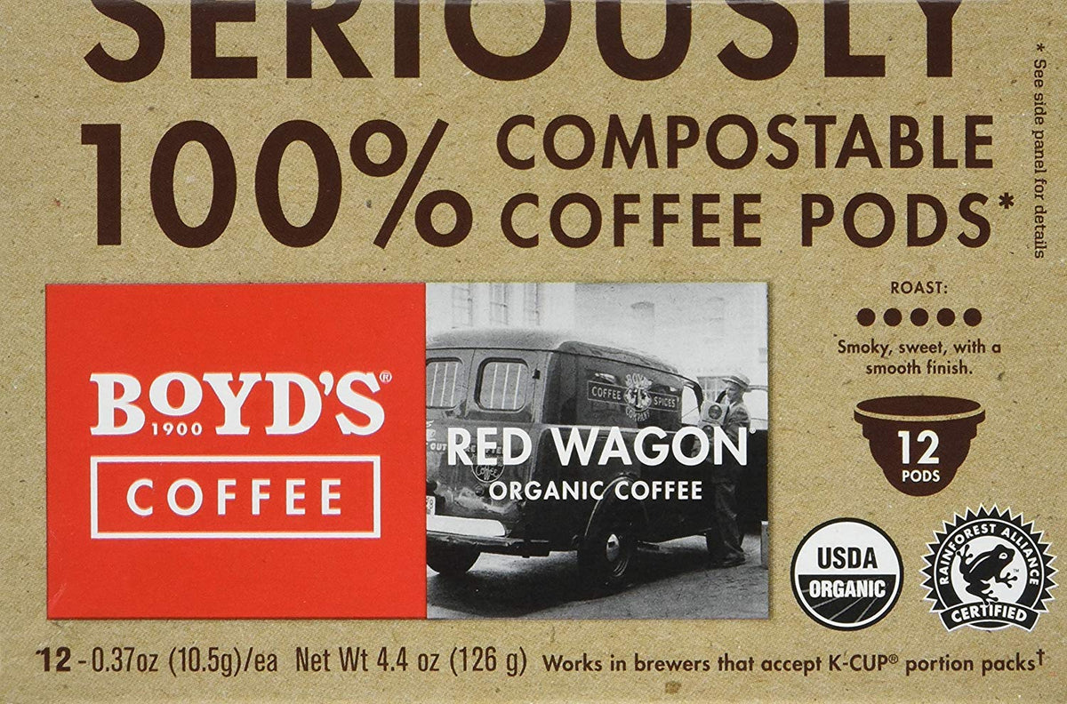 Boyd's Coffee Organic Red Wagon Dark Roast Pods – 72-Count, Keurig K-Cup Compatible