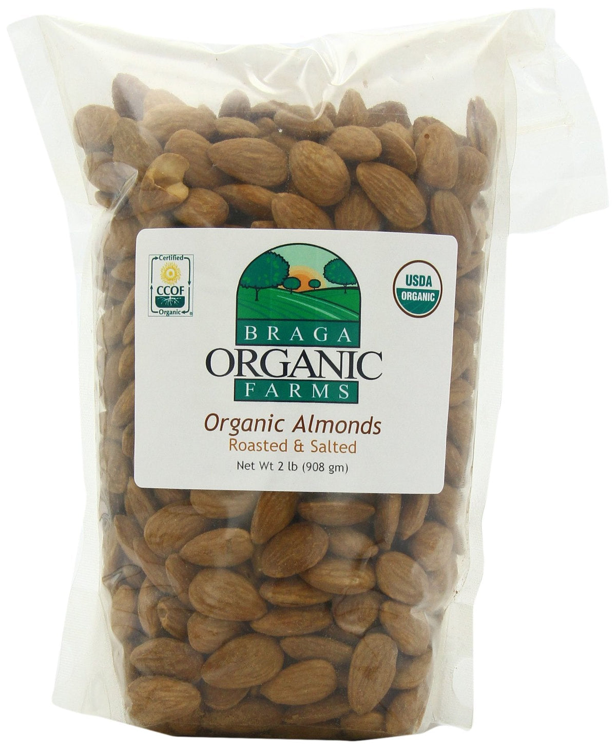 Braga Organic Farms Organic Roasted and Salted Almonds – 2 lb Bag