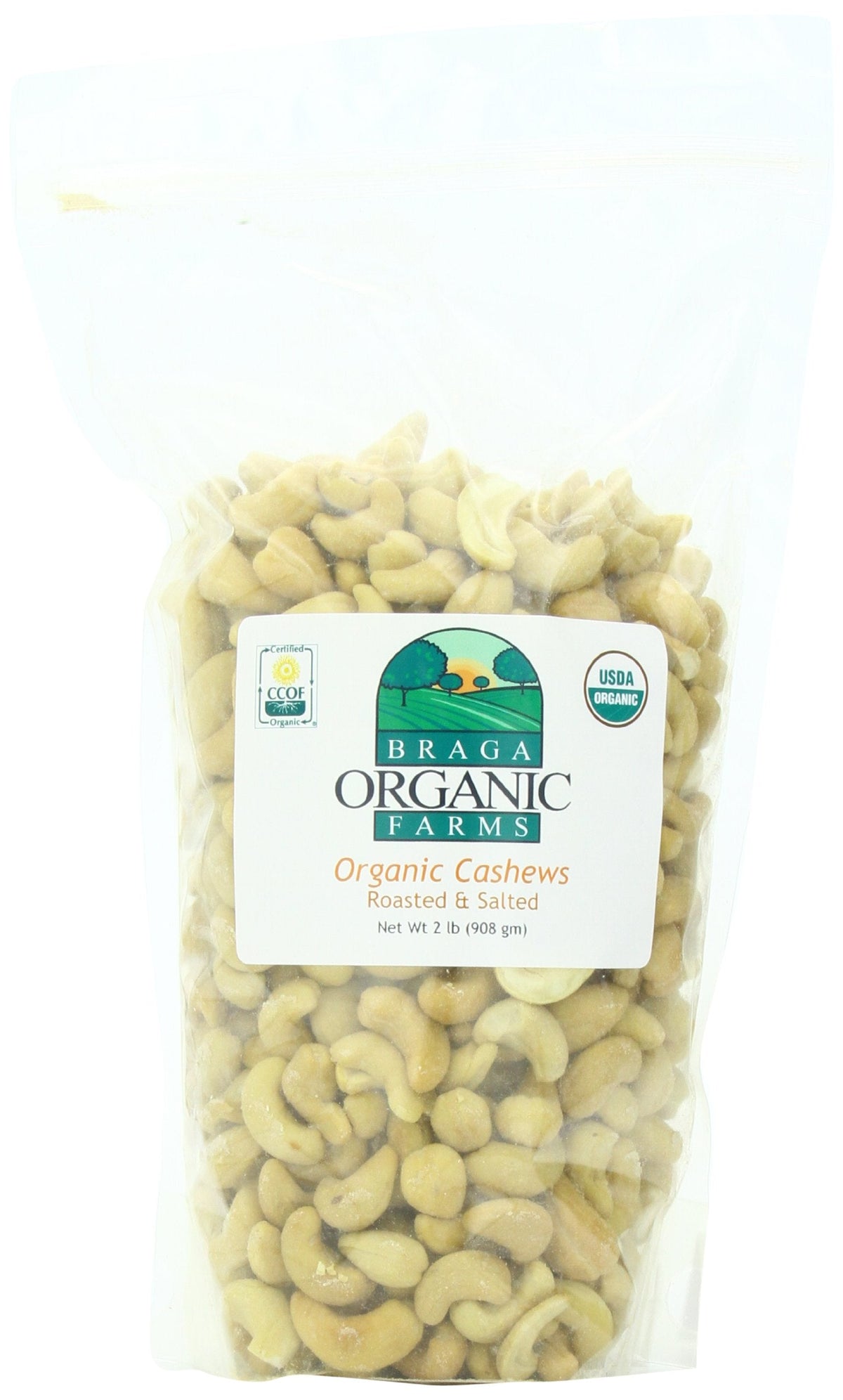 Braga Organic Farms Organic Roasted and Salted Cashews – 2 lb Bag
