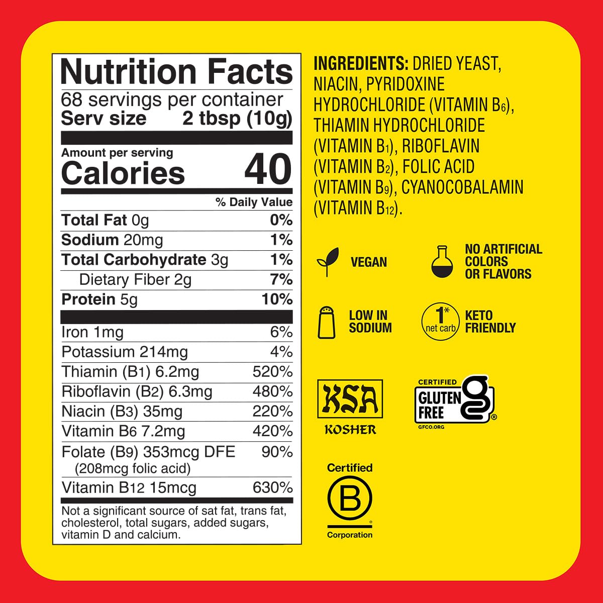 Bragg Premium Nutritional Yeast Seasoning – Vegan, Gluten Free, 5g Protein per Serving (24oz Original)