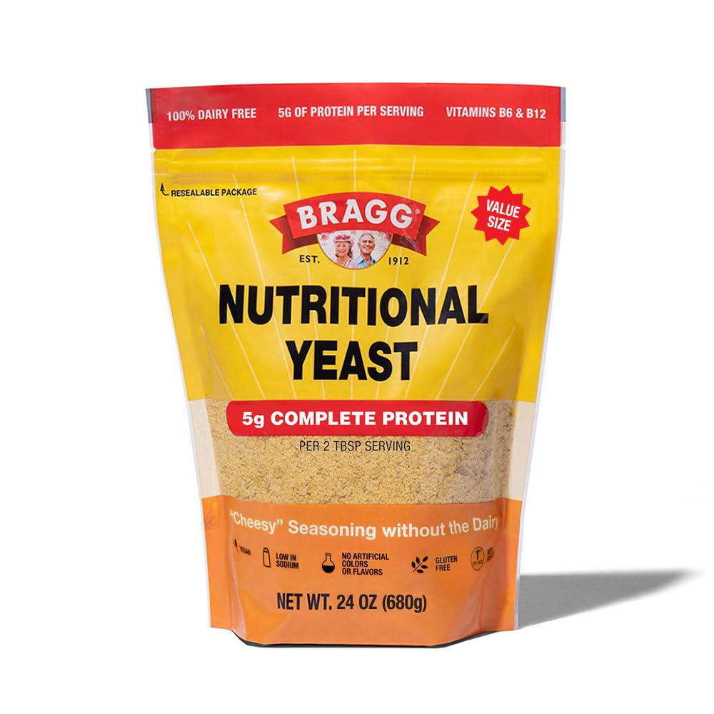 Bragg Premium Nutritional Yeast Seasoning – Vegan, Gluten Free, 5g Protein per Serving (24oz Original)