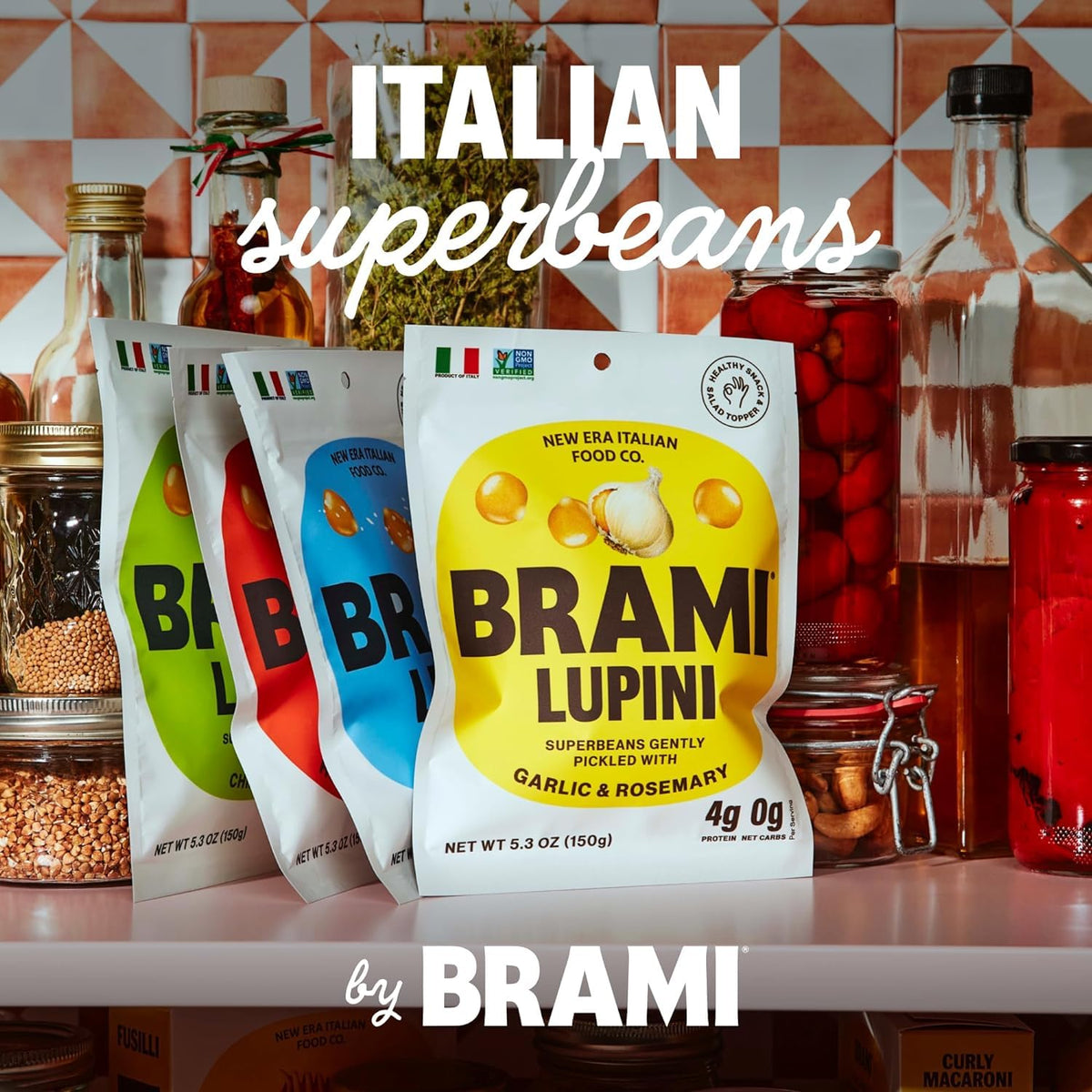 BRAMI Lupini Beans Snacks — Mediterranean Medley | 7g Protein, 0g Net Carbs | Vegan & Keto