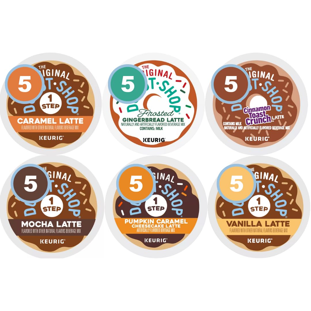 BREWANA 30-Count Latte Pods Variety Pack – 6 Flavors for Café-Quality Lattes