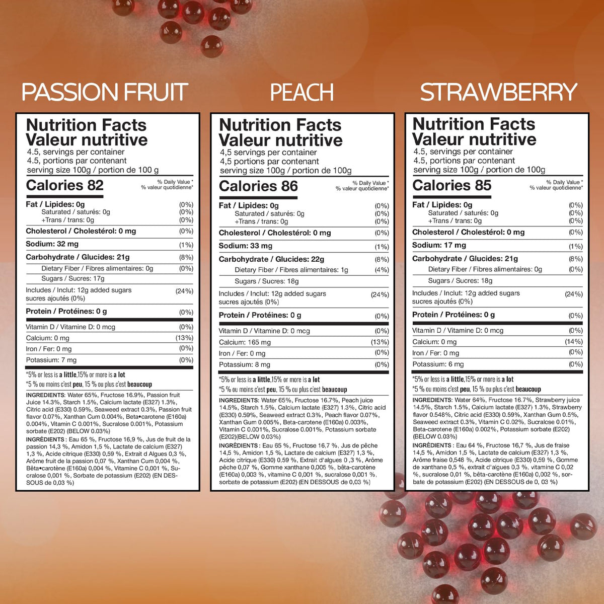 BREXONIC 3 Flavors Popping Boba Pearls – Passion Fruit, Strawberry & Peach, 1 lb Pack
